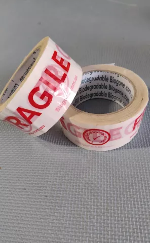 Packaging tape fragile print